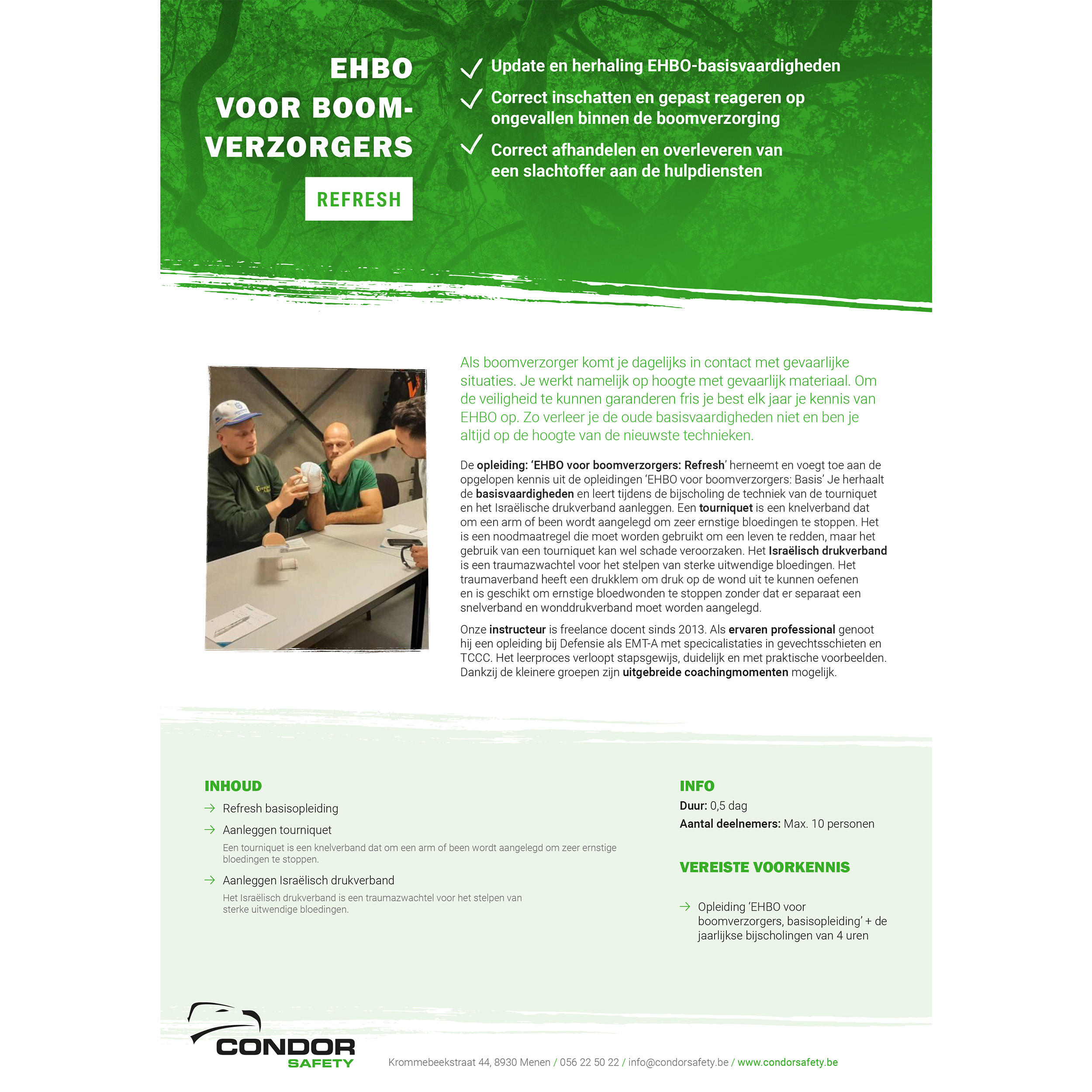 Opleiding: EHBO vr boomverzorgers (refresh), Menen 25 maart 2026 16-20u