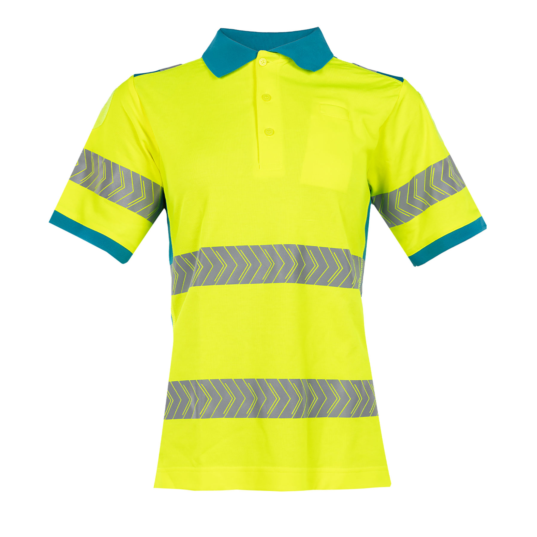 Ambulancierspolo Dames poly/katoen Sioen Veurne fluogeel/blauw
